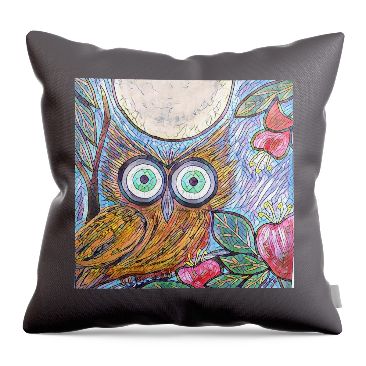  Throw Pillow featuring the digital art Owl Midnight #11 by M Sullivan Image and Design