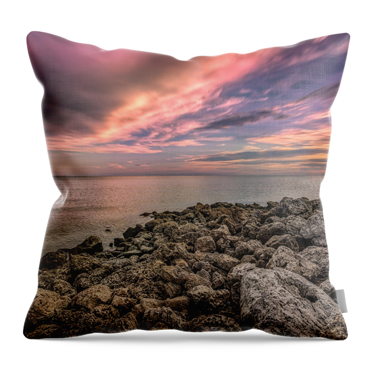 Naples Throw Pillow featuring the photograph Sunst over the Ocean #11 by Peter Lakomy
