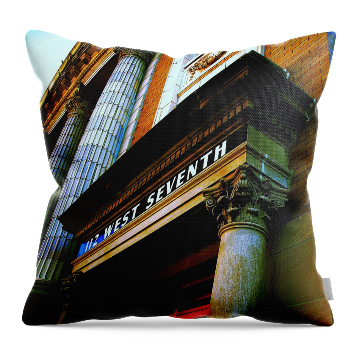 Building Throw Pillow featuring the photograph 112 West Seventh by Susan Hickam