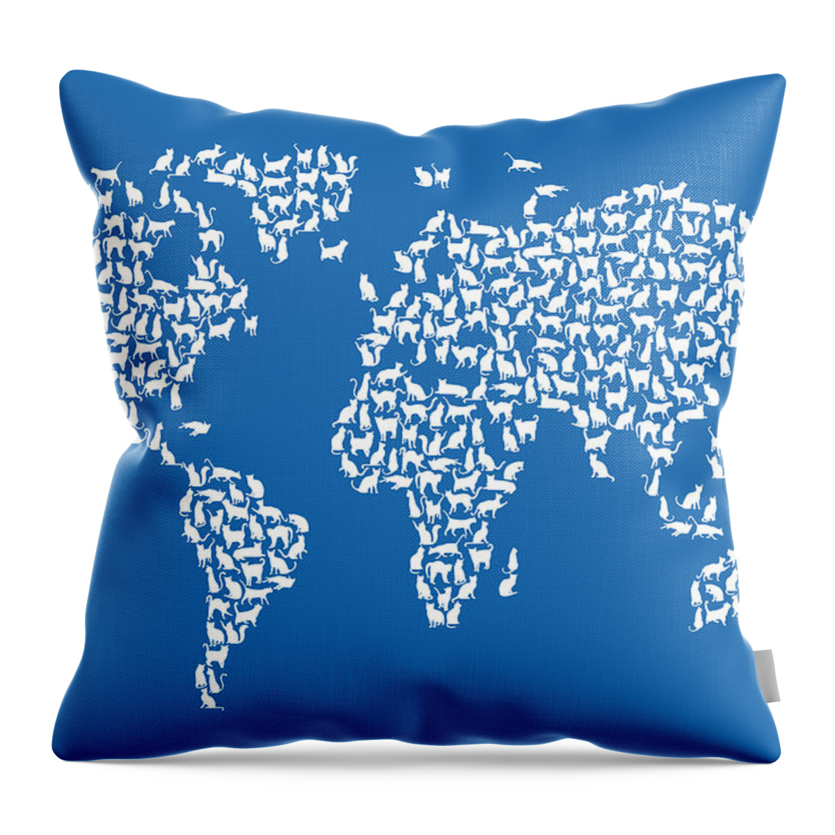 World Map Throw Pillow featuring the digital art Cats Map of the World Map #12 by Michael Tompsett