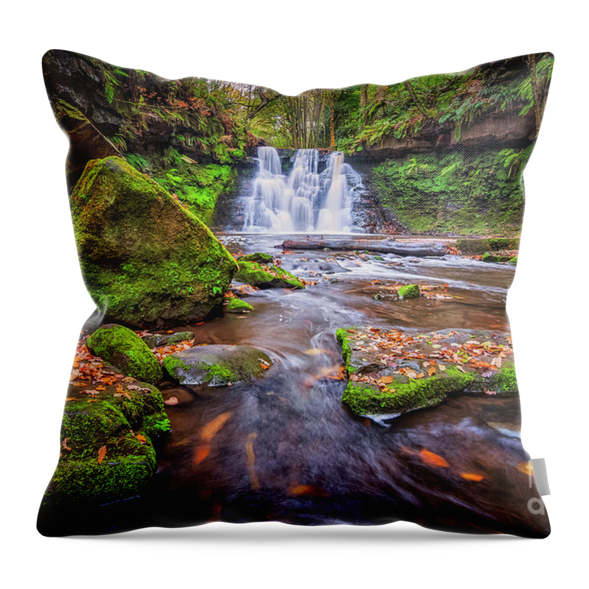 Waterfall Throw Pillow featuring the photograph Goit Stock Waterfall #11 by Mariusz Talarek