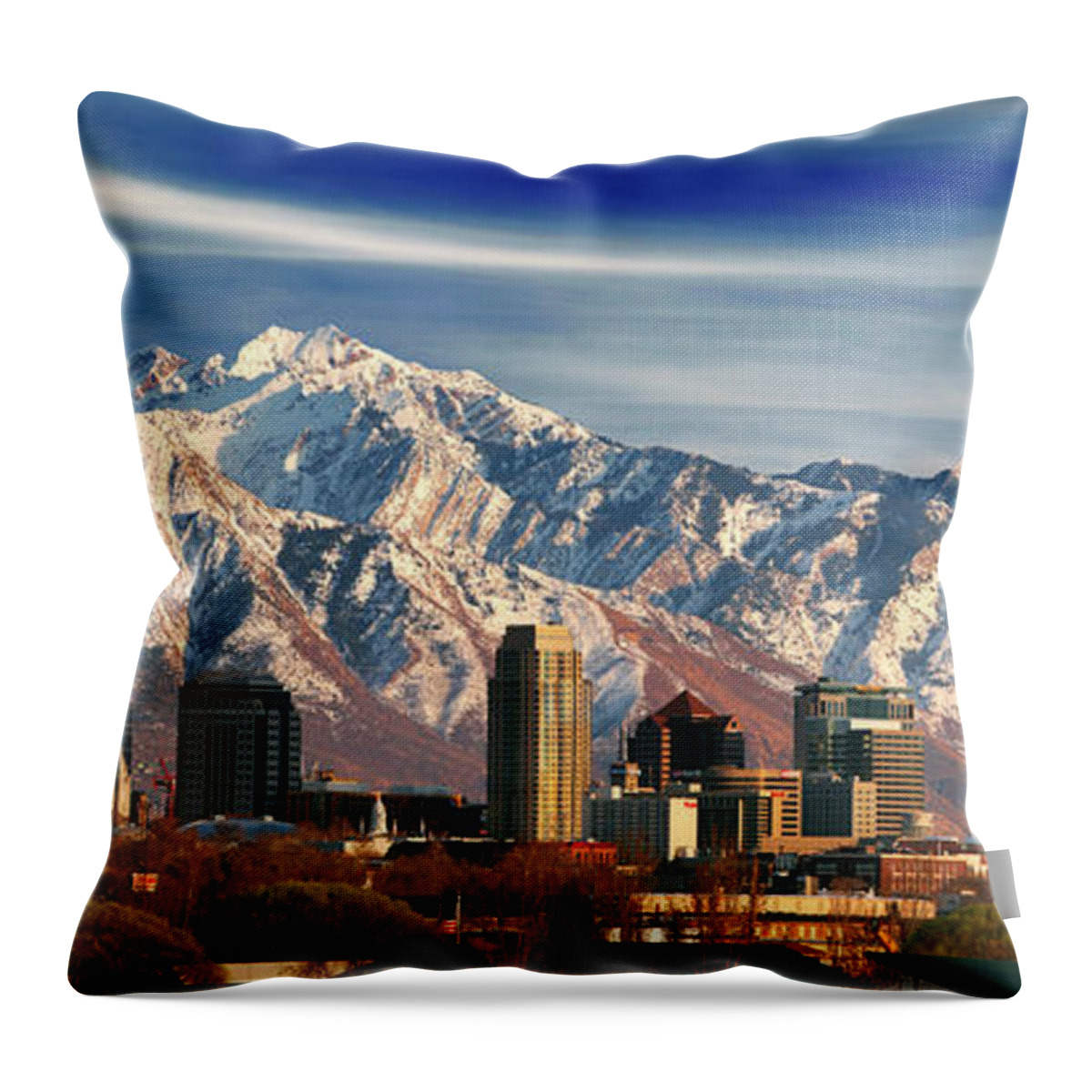 Salt Lake City Throw Pillow featuring the photograph Salt Lake City Skyline #12 by Douglas Pulsipher