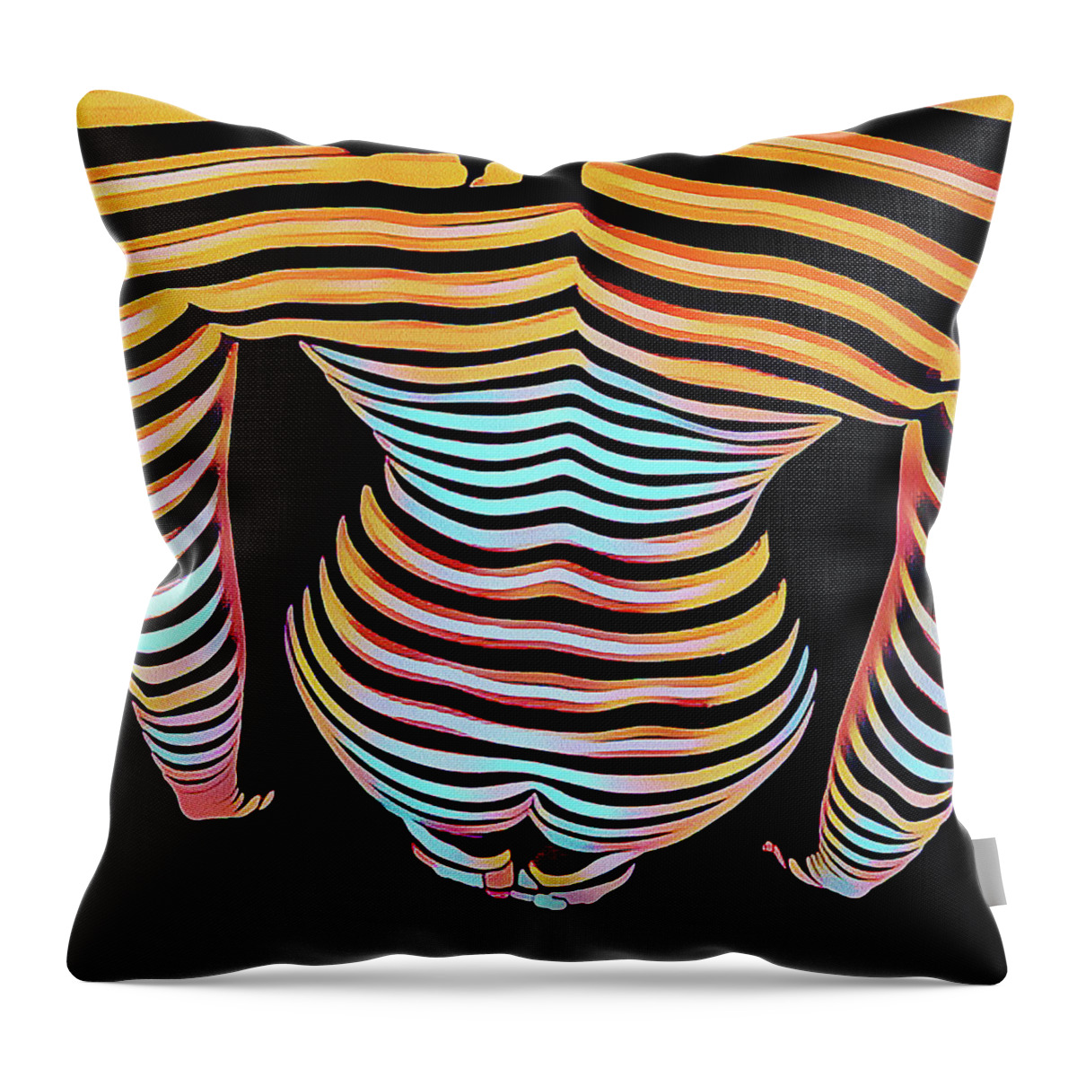 Nude Woman Throw Pillow featuring the digital art 1262s-MAK Woman's Strong Shoulders Back Hips rendered in Composition style by Chris Maher
