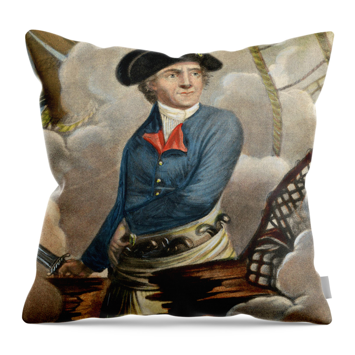 1779 Throw Pillow featuring the drawing John Paul Jones, 1747-1792 #13 by Granger