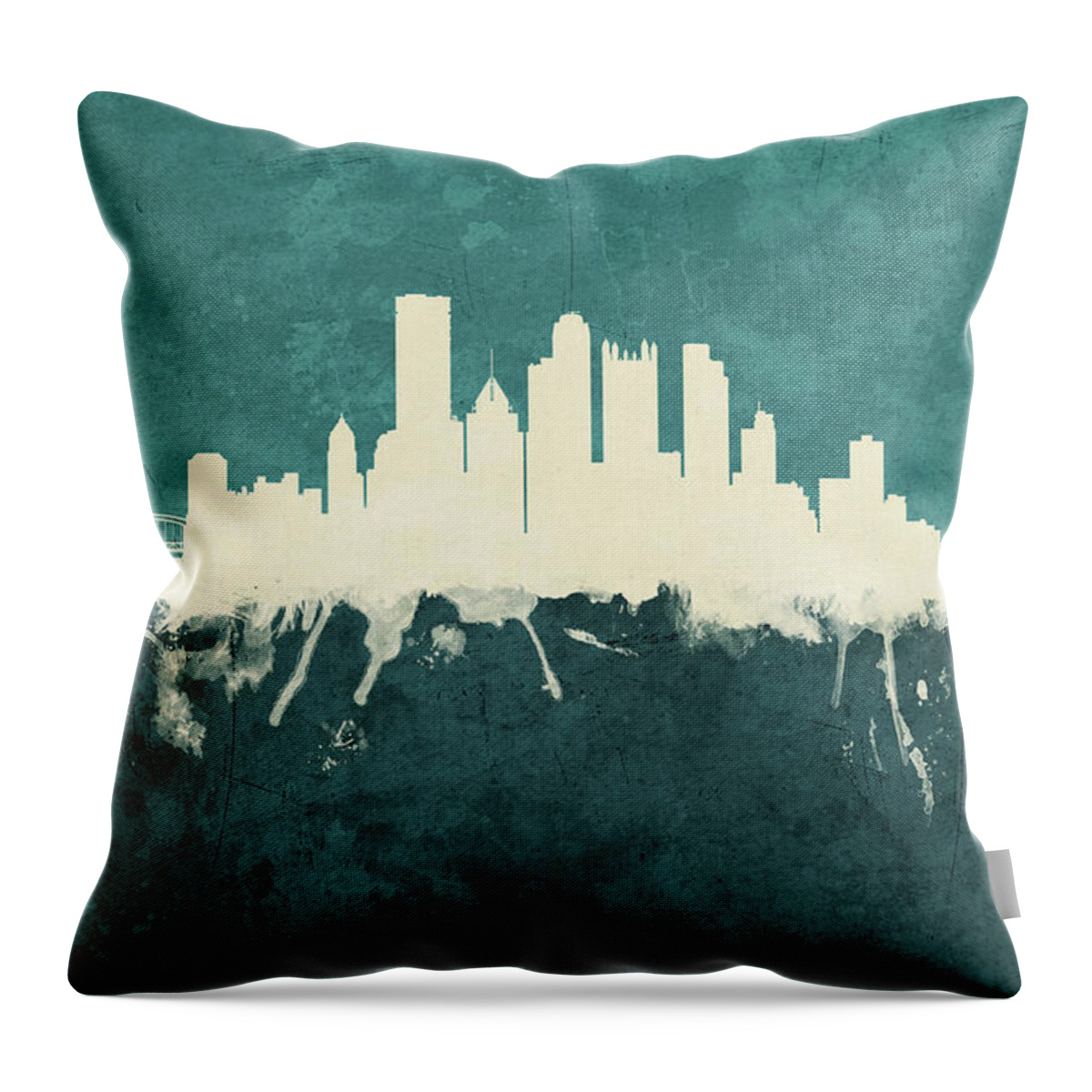 Pittsburgh Throw Pillow featuring the digital art Pittsburgh Pennsylvania Skyline #13 by Michael Tompsett