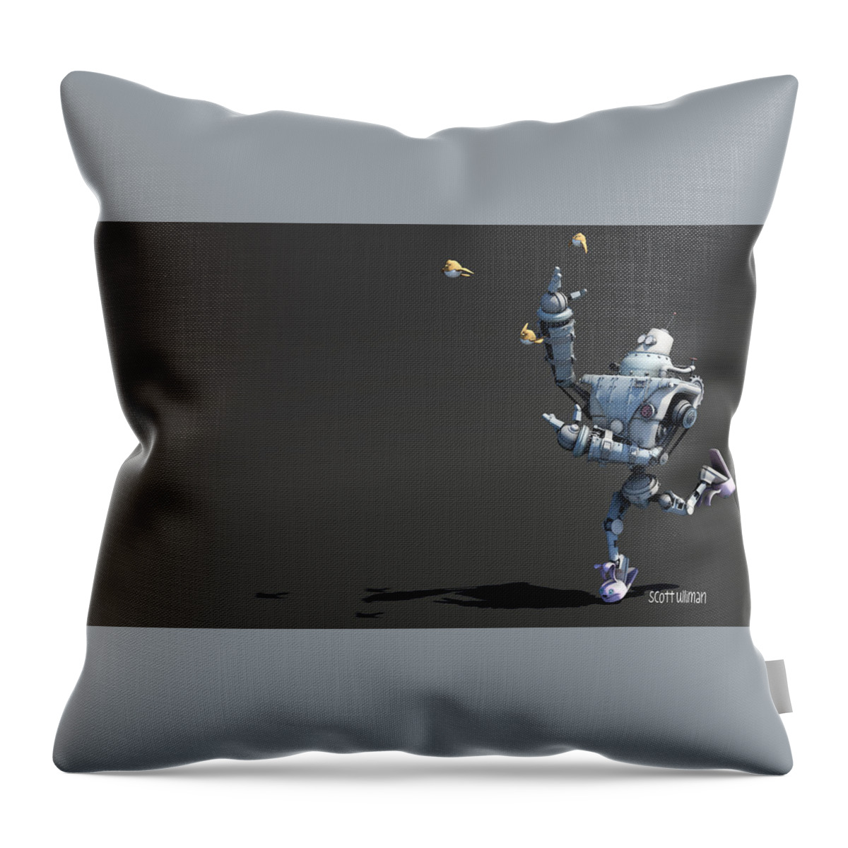 Robot Throw Pillow featuring the digital art Robot #13 by Maye Loeser