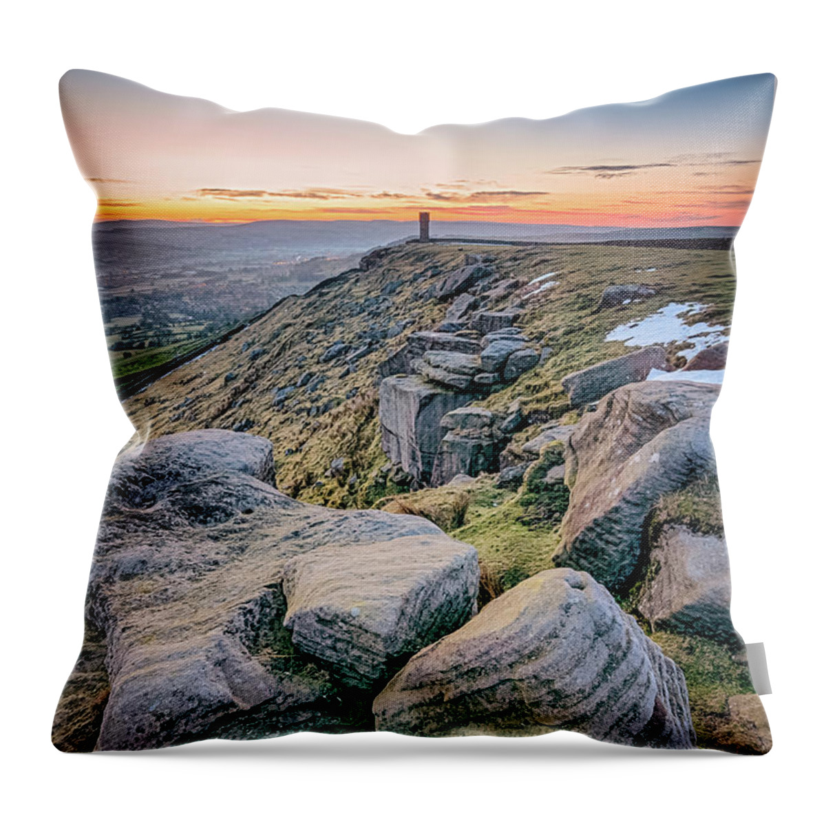 Cowling Throw Pillow featuring the photograph Sunrise in Cowling on last day of April #13 by Mariusz Talarek