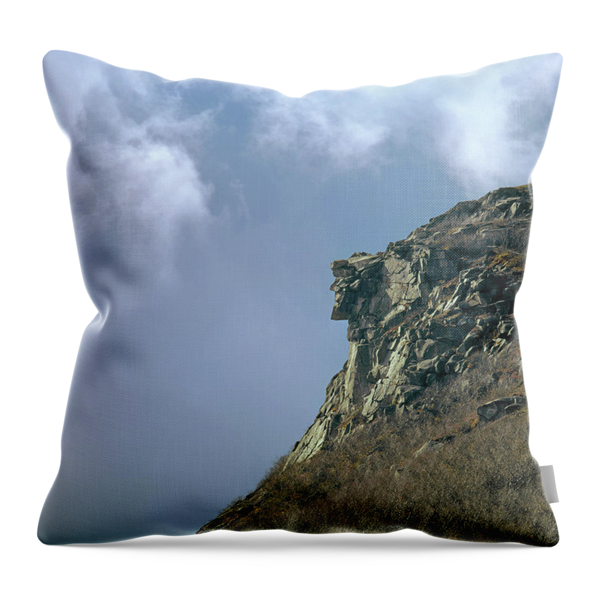 135701 Throw Pillow featuring the photograph 135701 Old Man of the Mountain NH by Ed Cooper Photography