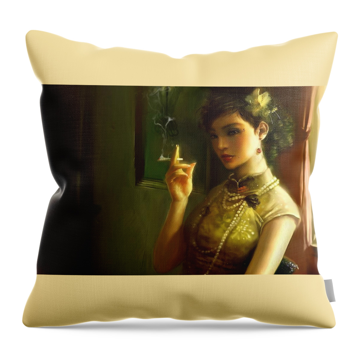 Women Throw Pillow featuring the digital art Women #137 by Super Lovely