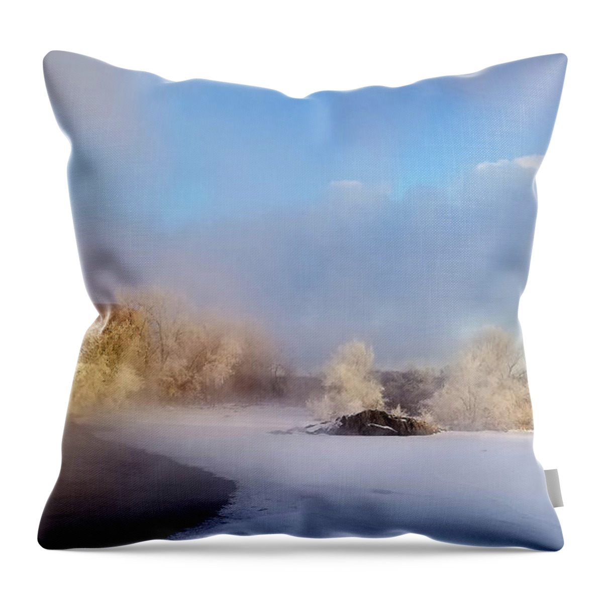 Wisconsin River Throw Pillow featuring the photograph 14 Below on the River by Brook Burling