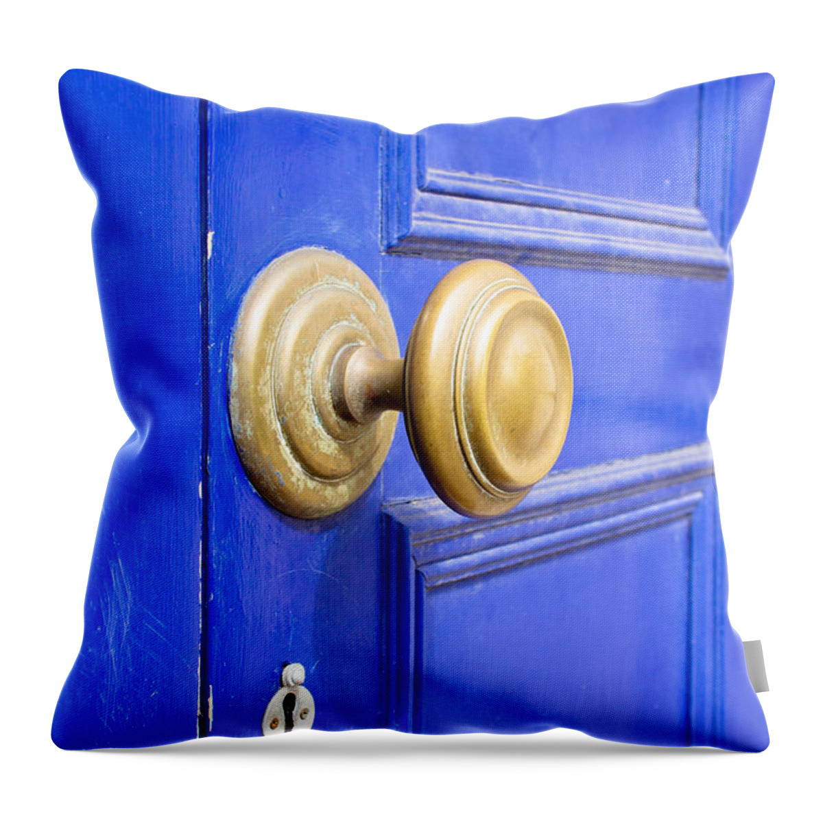 Abandon Throw Pillow featuring the photograph Blue door #14 by Tom Gowanlock