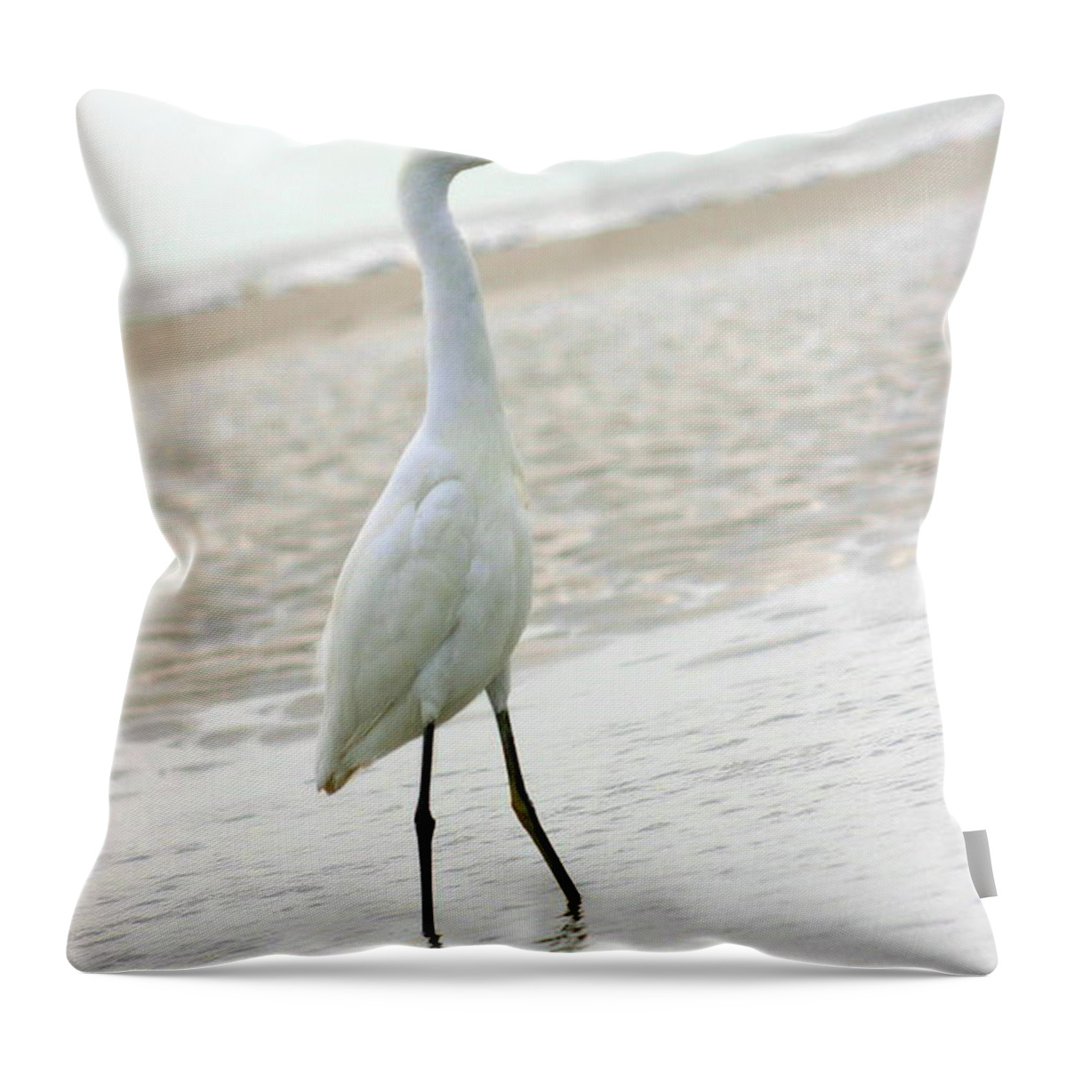  Throw Pillow featuring the photograph Egret #14 by Angela Rath