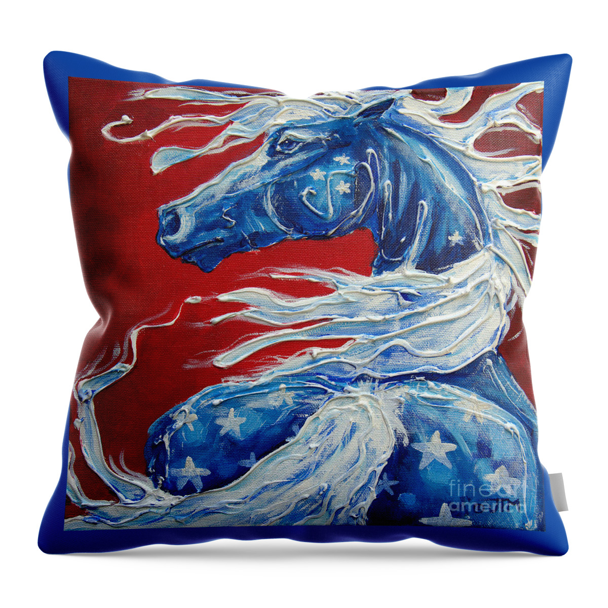 Horse Throw Pillow featuring the painting #14 July 4th #14 by Jonelle T McCoy