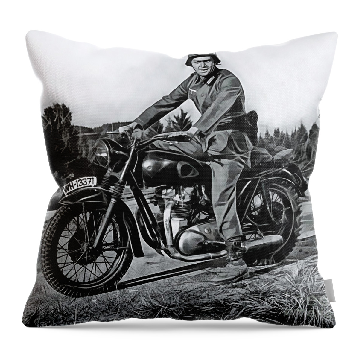 Steve Mcqueen Throw Pillow featuring the mixed media Steve McQueen Collection #14 by Marvin Blaine