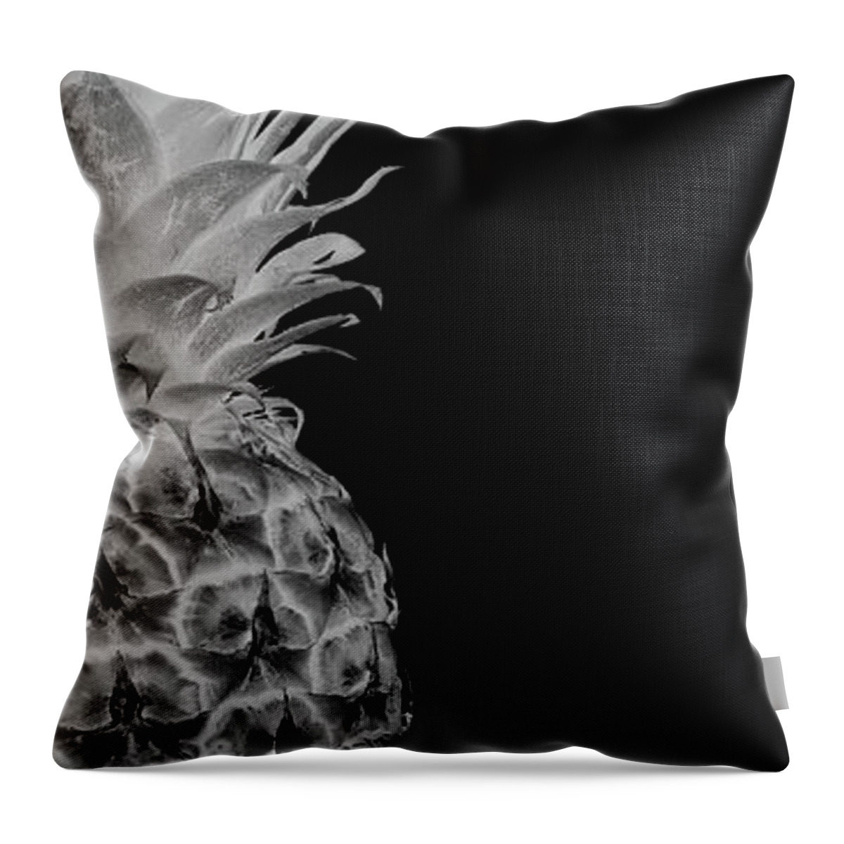 Abstract Throw Pillow featuring the photograph 14BR Artistic Glowing Pineapple Digital Art Greyscale by Ricardos Creations
