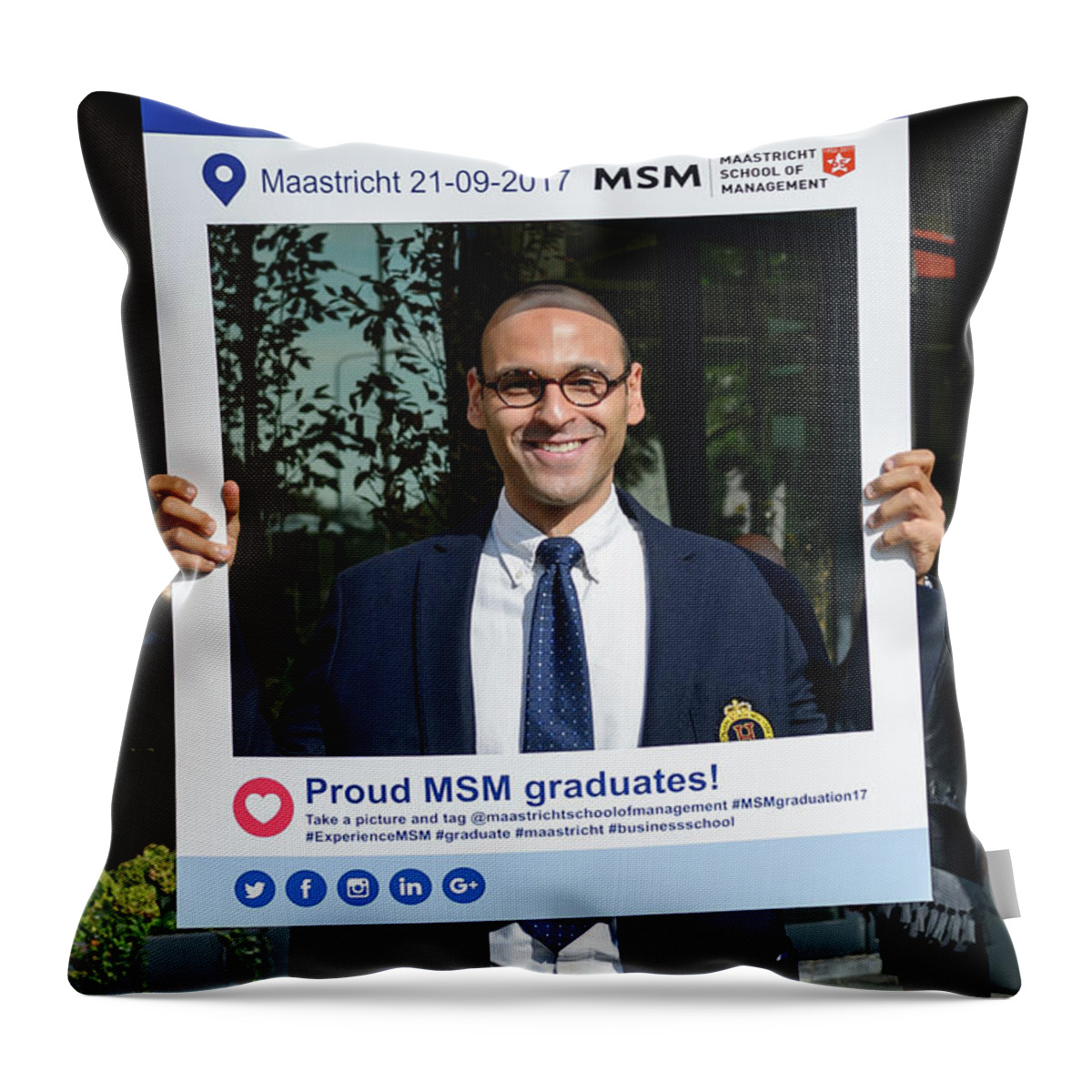  Throw Pillow featuring the photograph MSM Graduation Ceremony 2017 #15 by Maastricht School Of Management