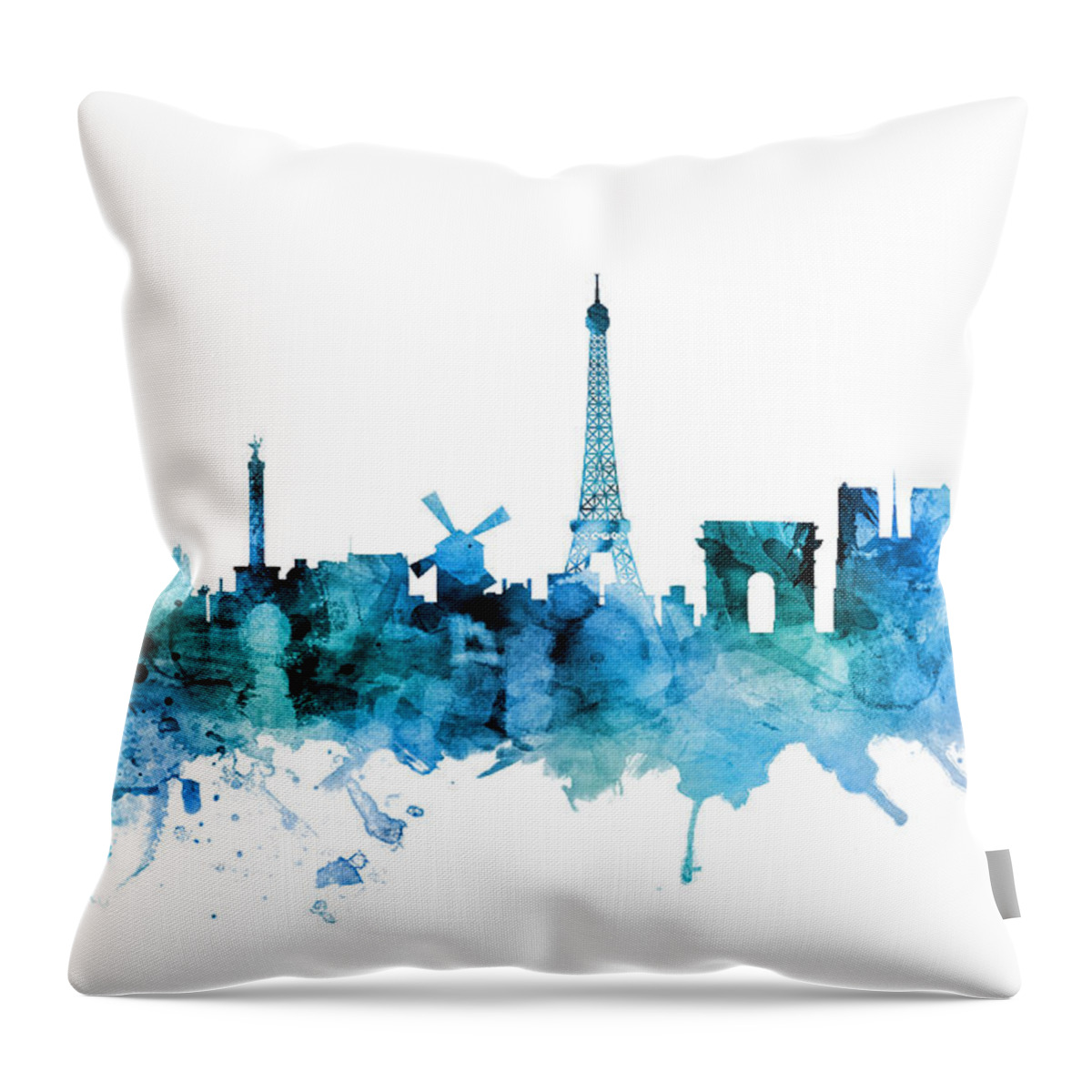Paris Throw Pillow featuring the digital art Paris France Skyline #15 by Michael Tompsett