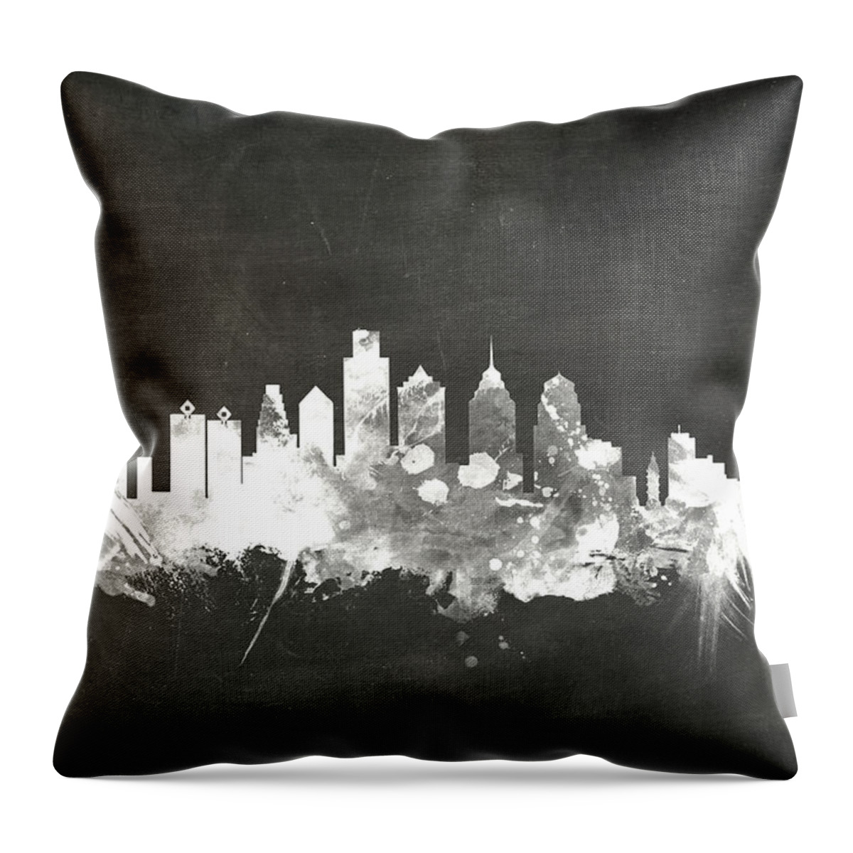 Philadelphia Throw Pillow featuring the digital art Philadelphia Pennsylvania Skyline #15 by Michael Tompsett