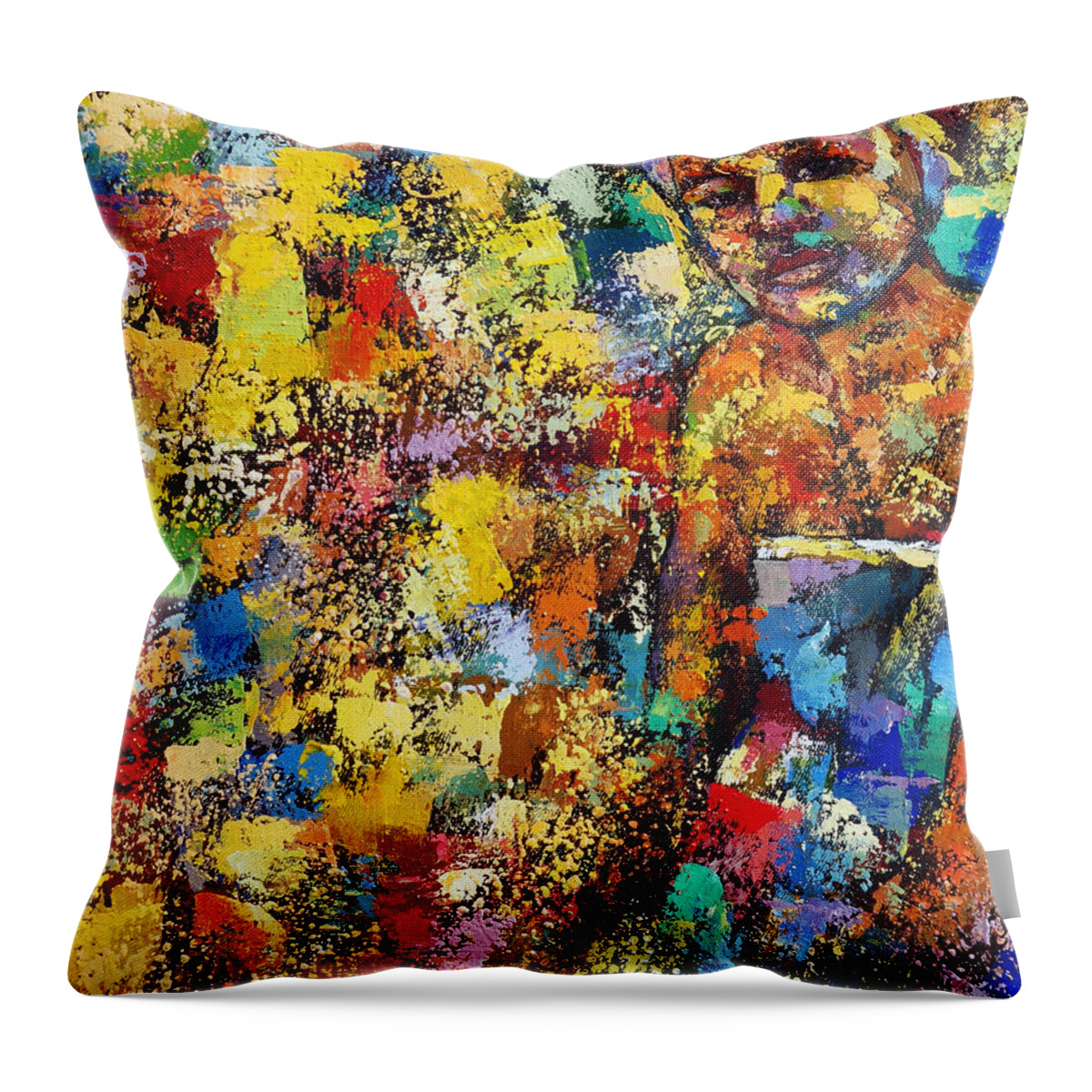Ronexart Throw Pillow featuring the painting Untitled #15 by Ronex Ahimbisibwe