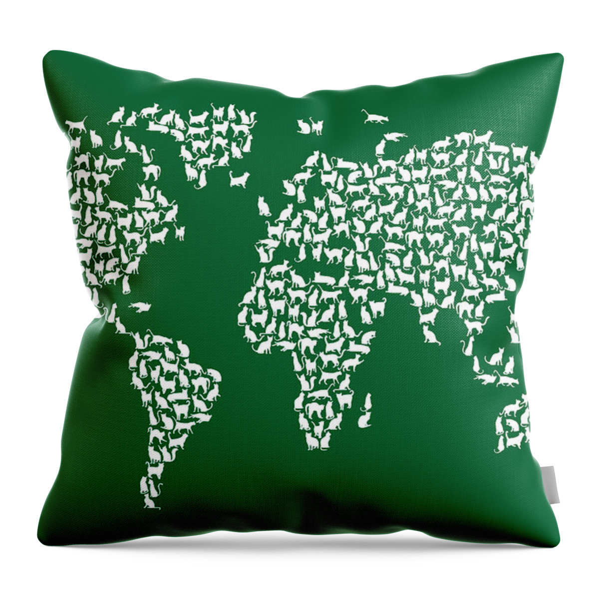 World Map Throw Pillow featuring the digital art Cats Map of the World Map #16 by Michael Tompsett