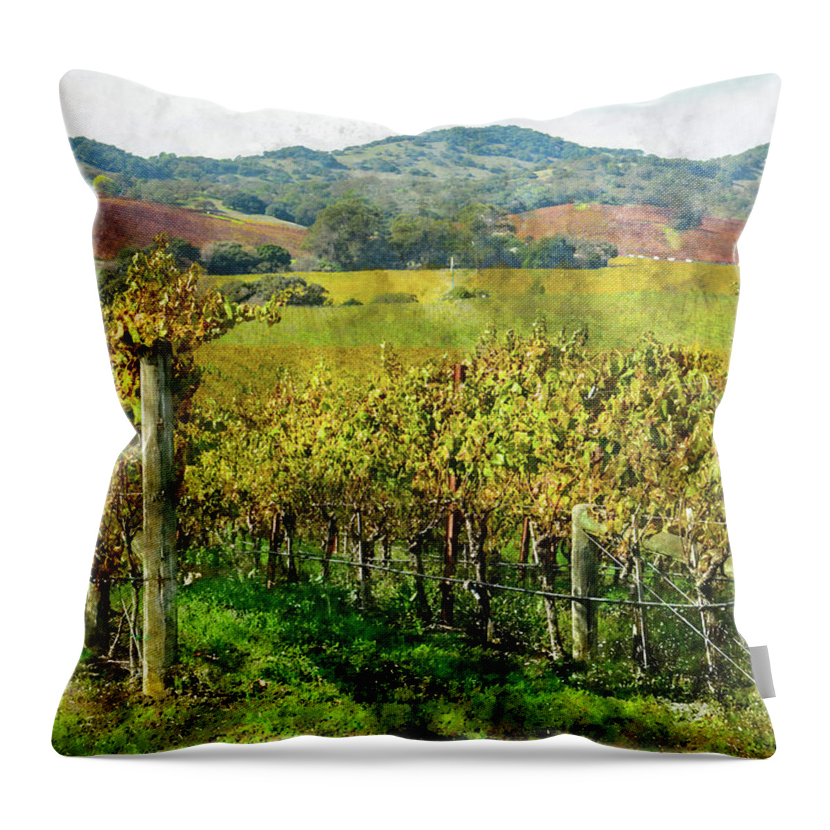 Green Throw Pillow featuring the photograph Napa Valley California Vineyard #16 by Brandon Bourdages