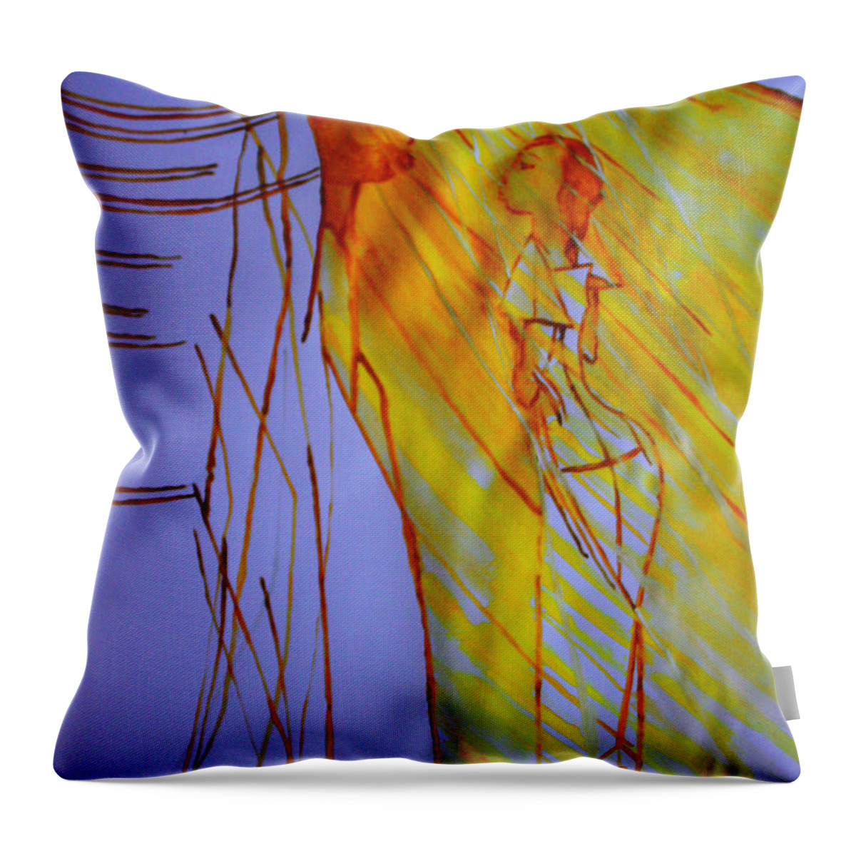 Jesus Throw Pillow featuring the painting The Annunciation #16 by Gloria Ssali