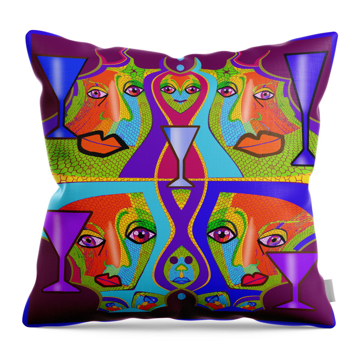 1688 Funny Faces 2017 Throw Pillow featuring the digital art 1688 - Funny Faces 2017 by Irmgard Schoendorf Welch