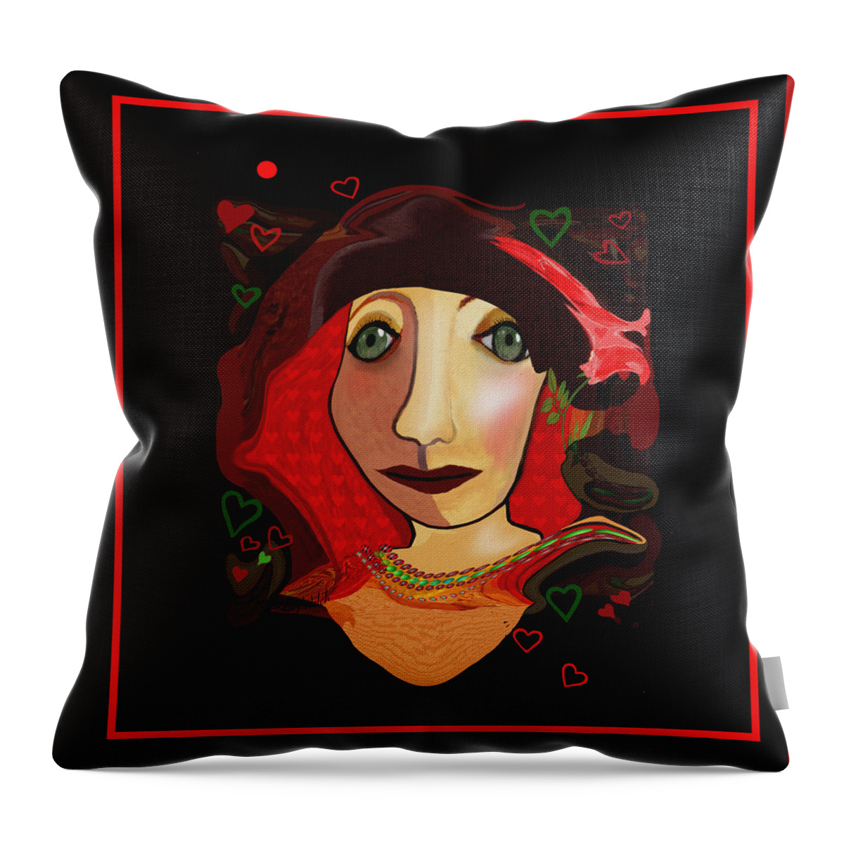 1648 Throw Pillow featuring the digital art 1648 - Portrait 2017 by Irmgard Schoendorf Welch
