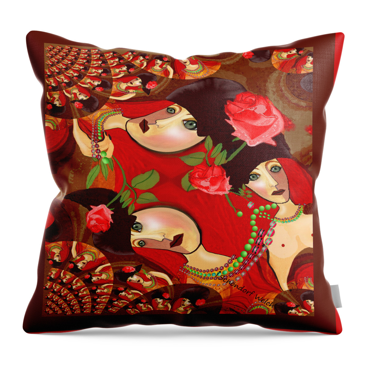 1649 Throw Pillow featuring the digital art 1649 - Female Variety Never Trust A Pretty Face 2017 by Irmgard Schoendorf Welch