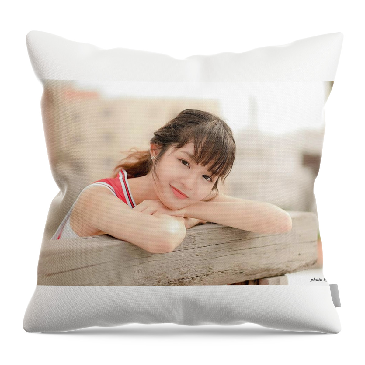 Asian Throw Pillow featuring the digital art Asian #169 by Super Lovely