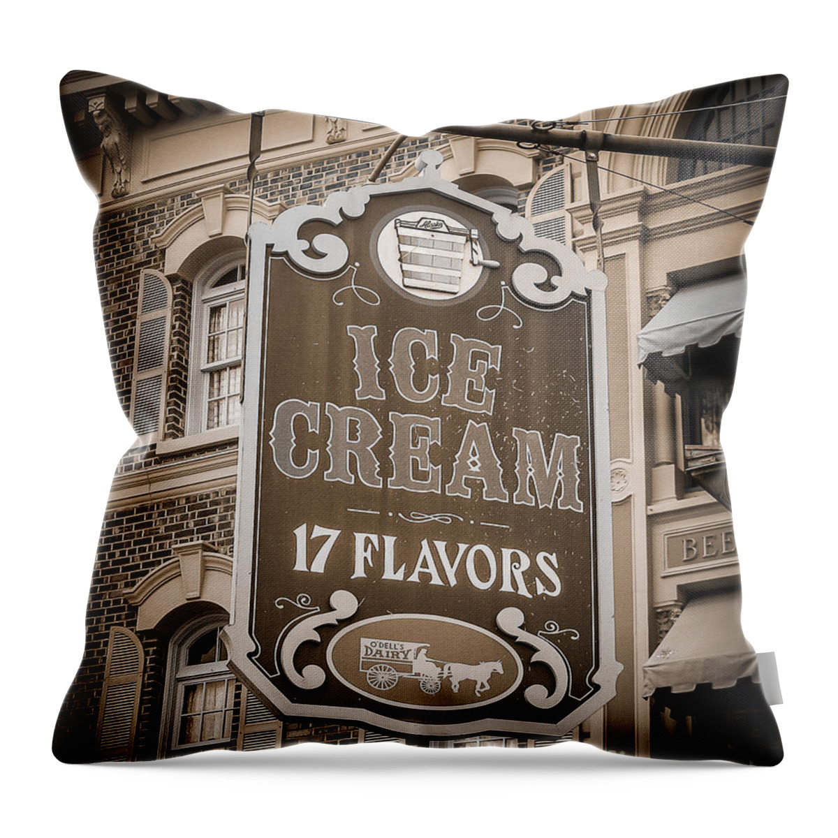 Sign Throw Pillow featuring the photograph 17 Flavors by Perry Webster