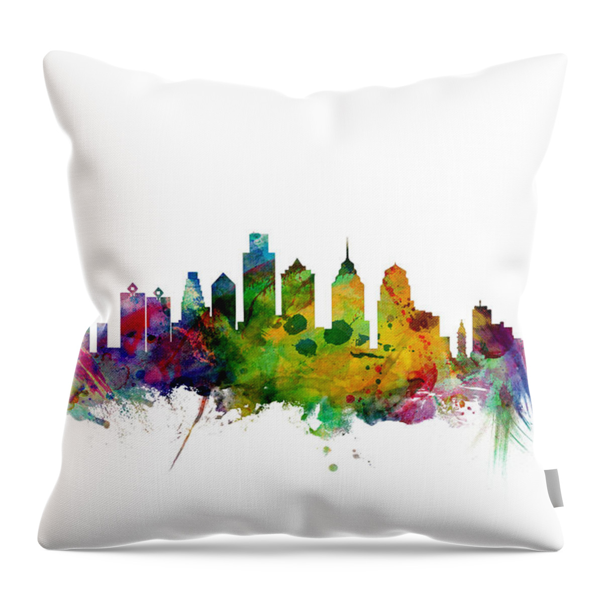 Philadelphia Throw Pillow featuring the digital art Philadelphia Pennsylvania Skyline #17 by Michael Tompsett