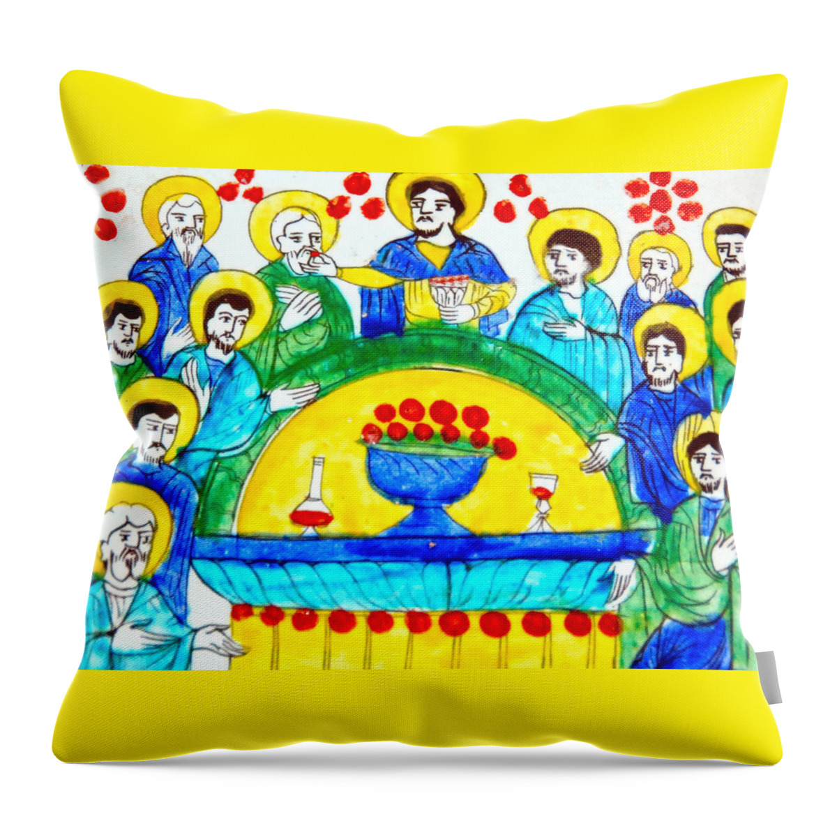 Biblical Painting Throw Pillow featuring the photograph 18th Century Biblical Painting by Munir Alawi