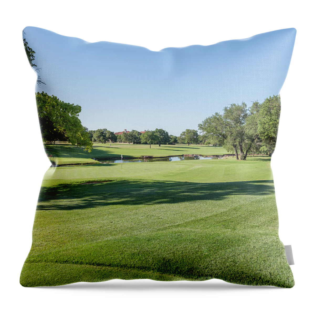 18th Hole Throw Pillow featuring the photograph 18th Hole by John Johnson