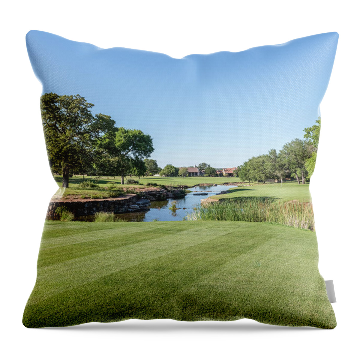 18th Hole Throw Pillow featuring the photograph 18th Hole - view 3 by John Johnson