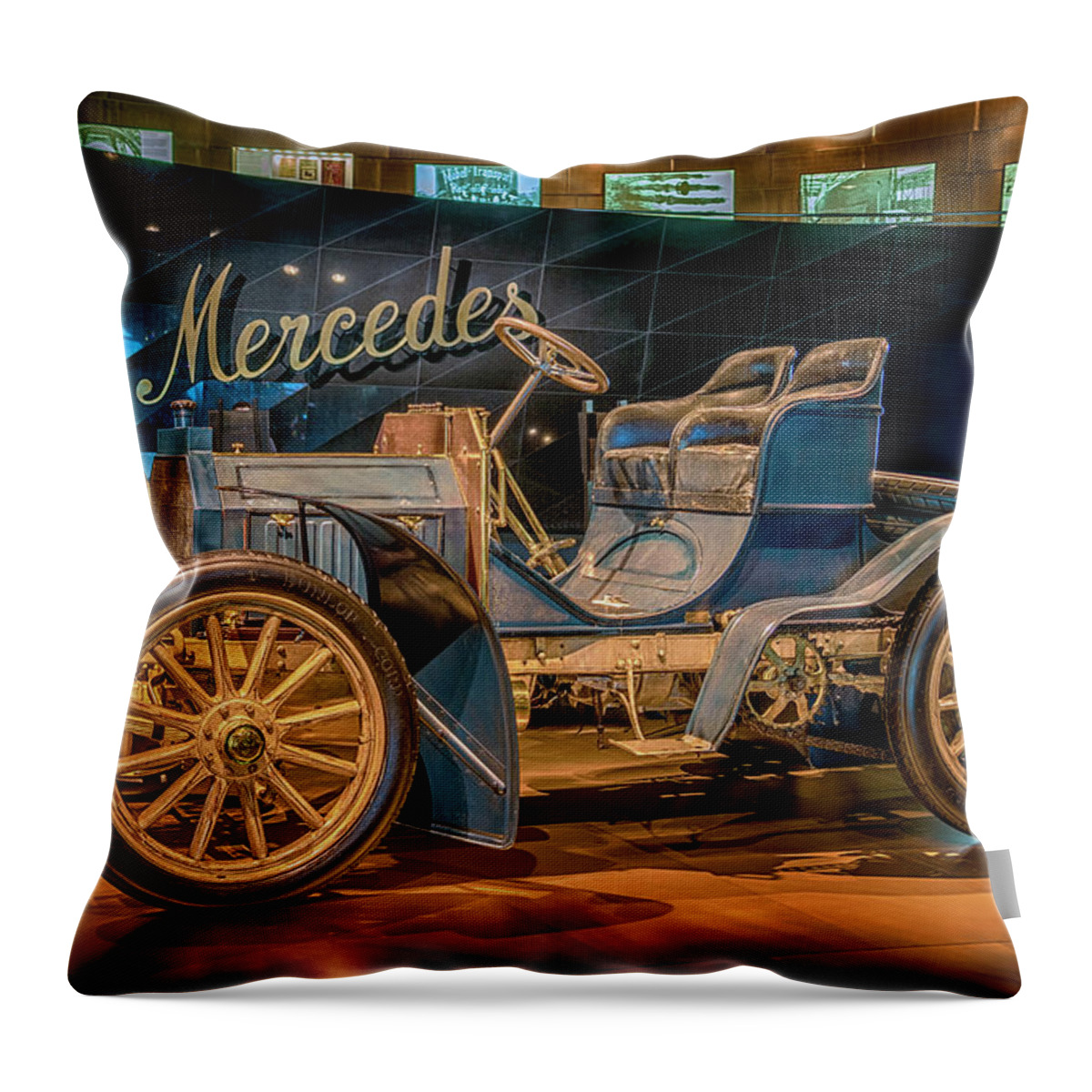 Europe Throw Pillow featuring the photograph 1902 40hp Mercedes Simplex 7R2_DSC8179_05102017 by Greg Kluempers
