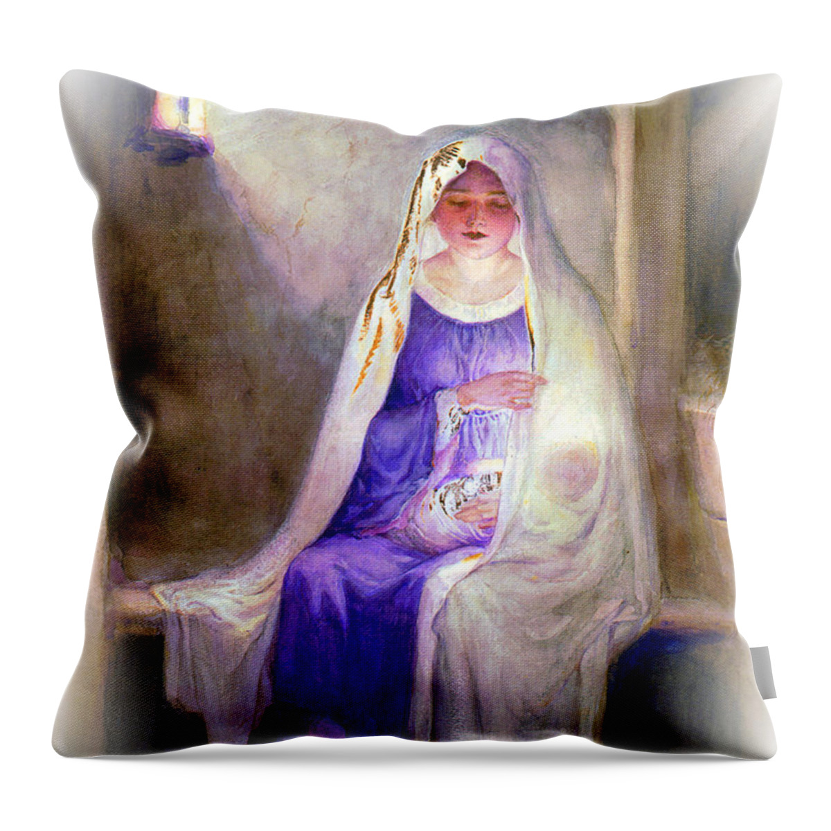 1912 Throw Pillow featuring the photograph 1912 Mary and Baby Jesus by Munir Alawi