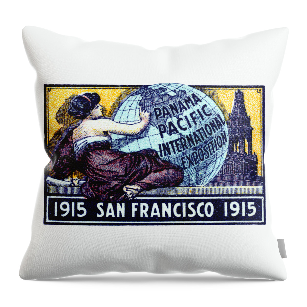 San Francisco Throw Pillow featuring the painting 1915 San Francisco Expo Poster by Historic Image
