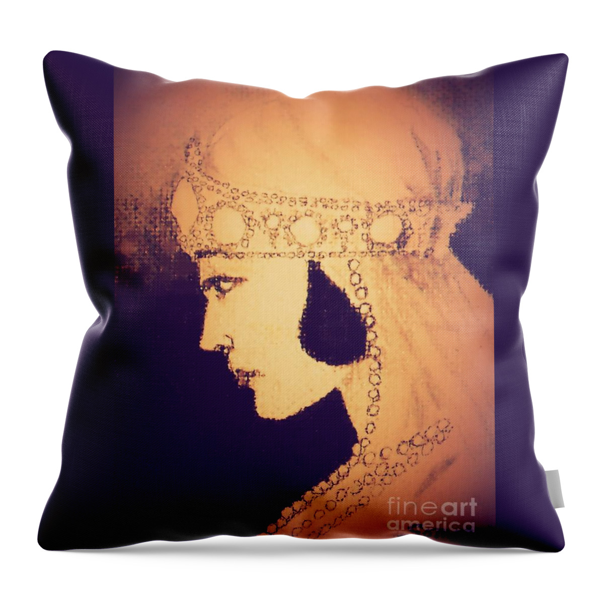 Bride Throw Pillow featuring the digital art 1920's Bride -- Vintage Amber by Jayne Somogy