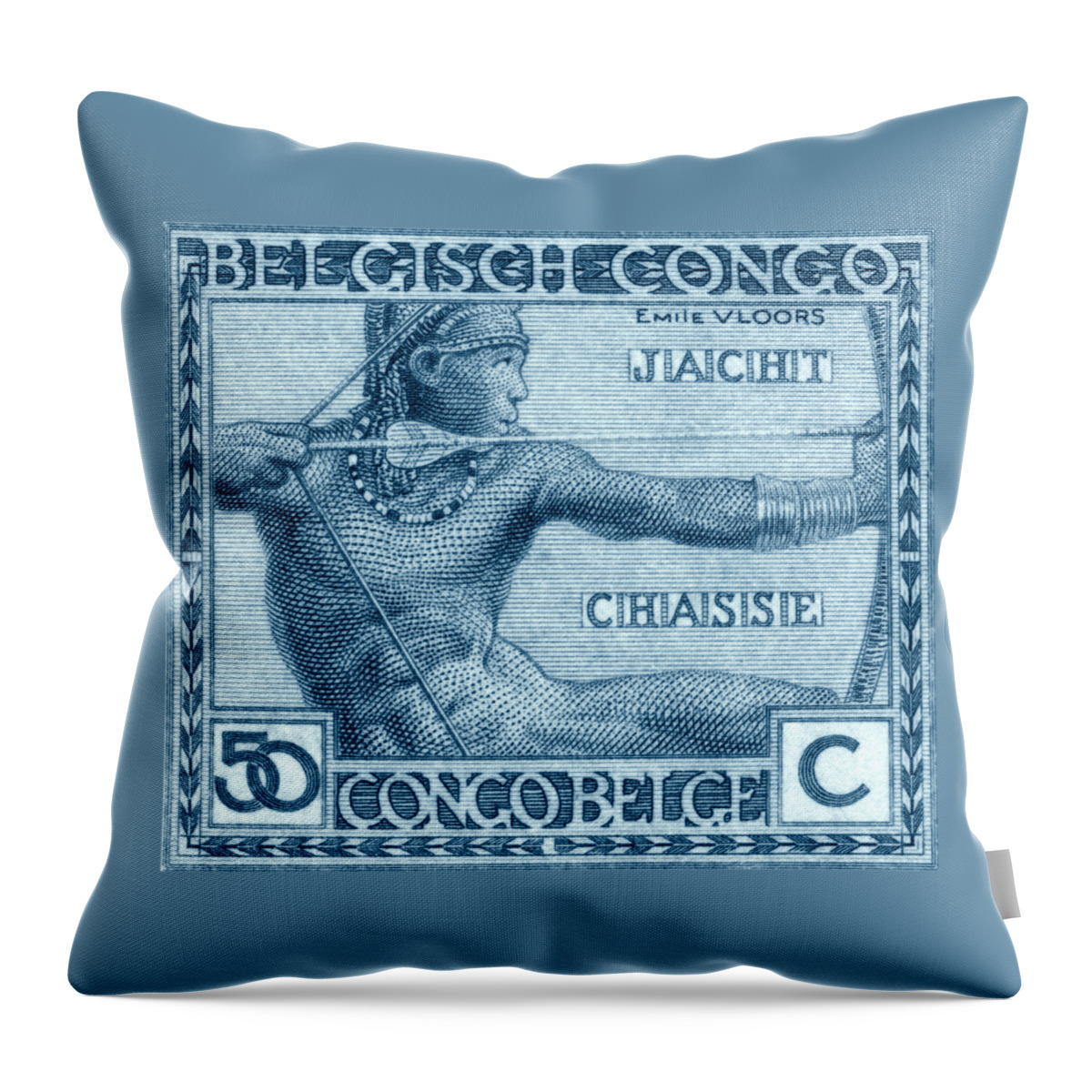 Belgian Congo Throw Pillow featuring the painting 1923 Belgian Congo Native Hunting by Historic Image