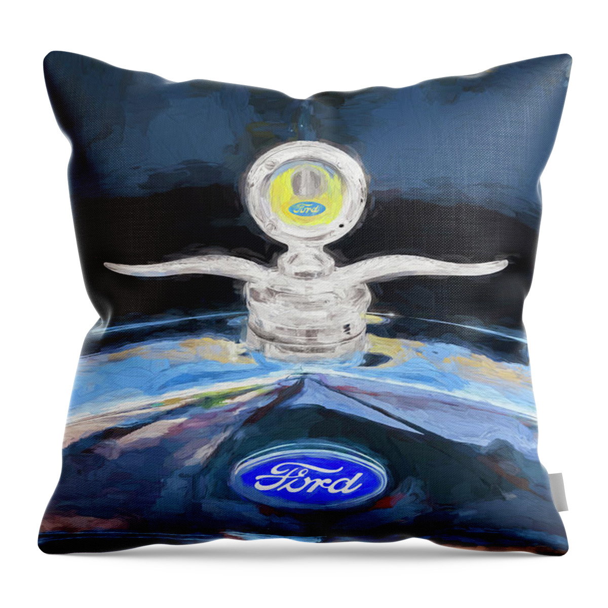 1929 Ford Model A Throw Pillow featuring the photograph 1929 Ford Model A Hood Ornament Painted by Rich Franco