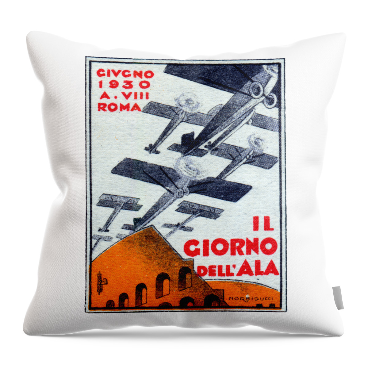 Aviation Throw Pillow featuring the painting 1930 Italian Air Show by Historic Image