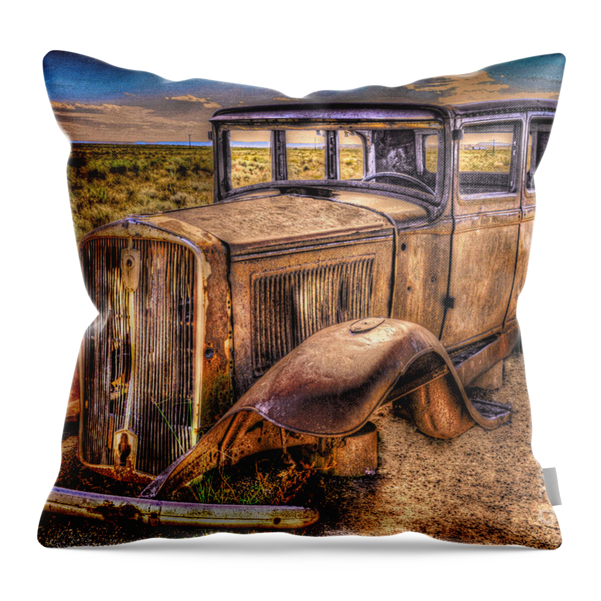 Car Throw Pillow featuring the pyrography 1931 Studebaker by David Meznarich