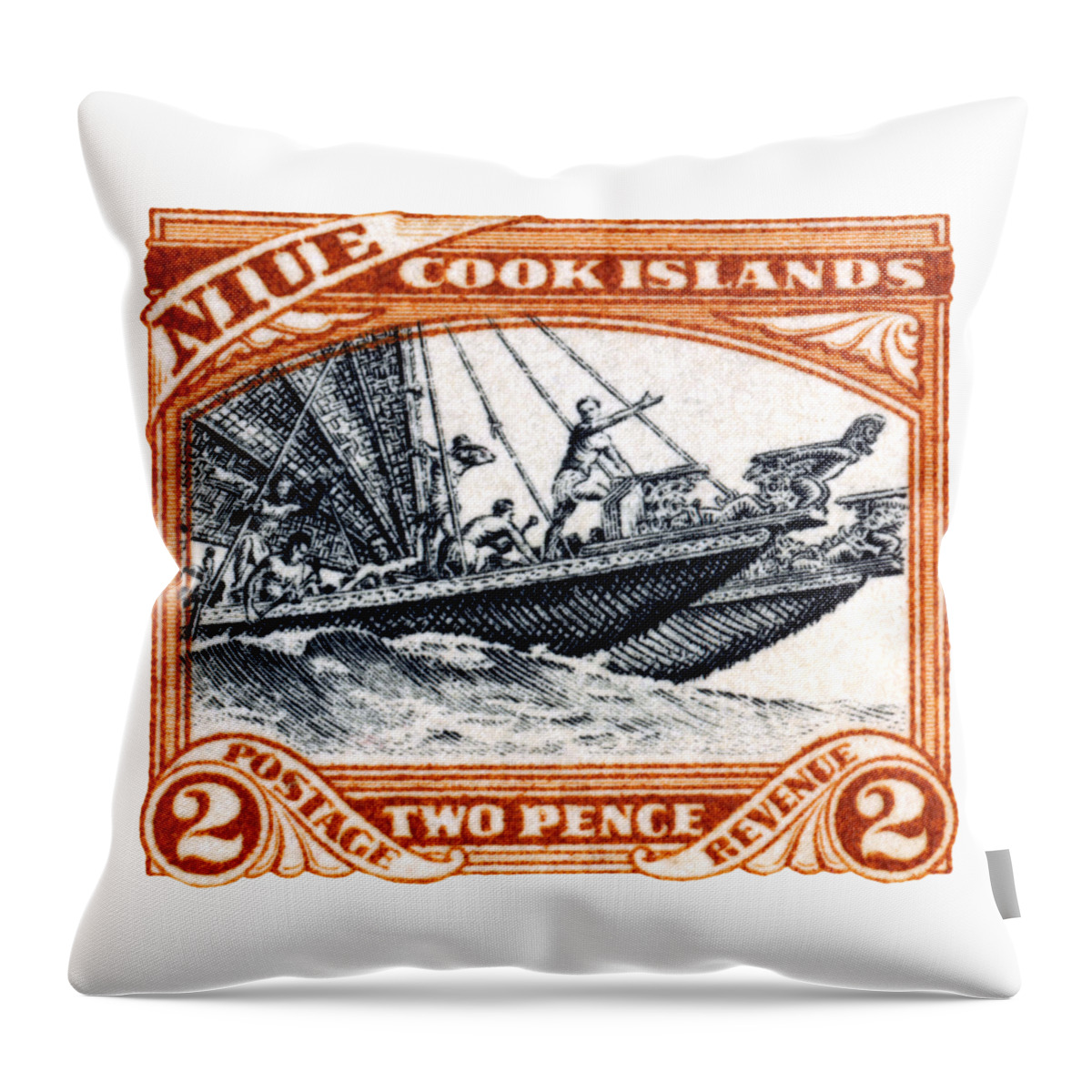 Niue Island Throw Pillow featuring the painting 1932 Niue Island Stamp by Historic Image