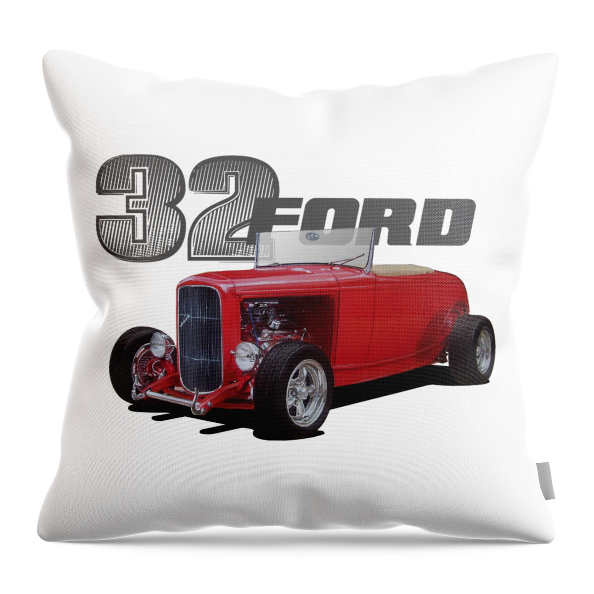 32 Ford Throw Pillow featuring the digital art 1932 Red Ford by Paul Kuras