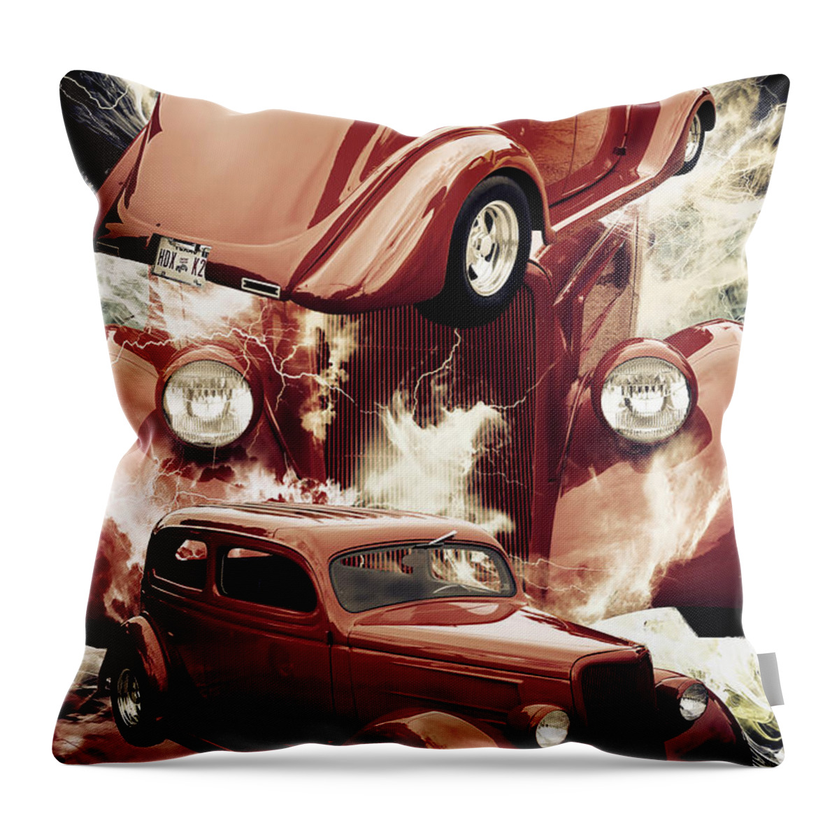 1935 Ford Throw Pillow featuring the photograph 1935 Ford Classic Red Car Photograph 7157.02 by M K Miller
