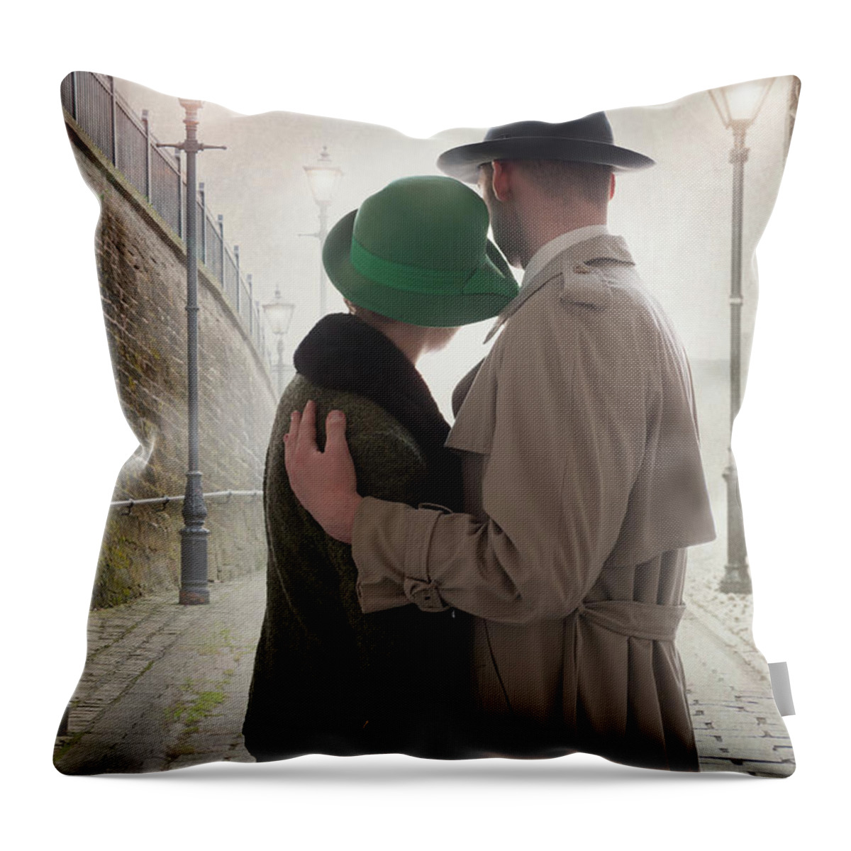 1940s Throw Pillow featuring the photograph 1940s Couple At Dusk by Lee Avison