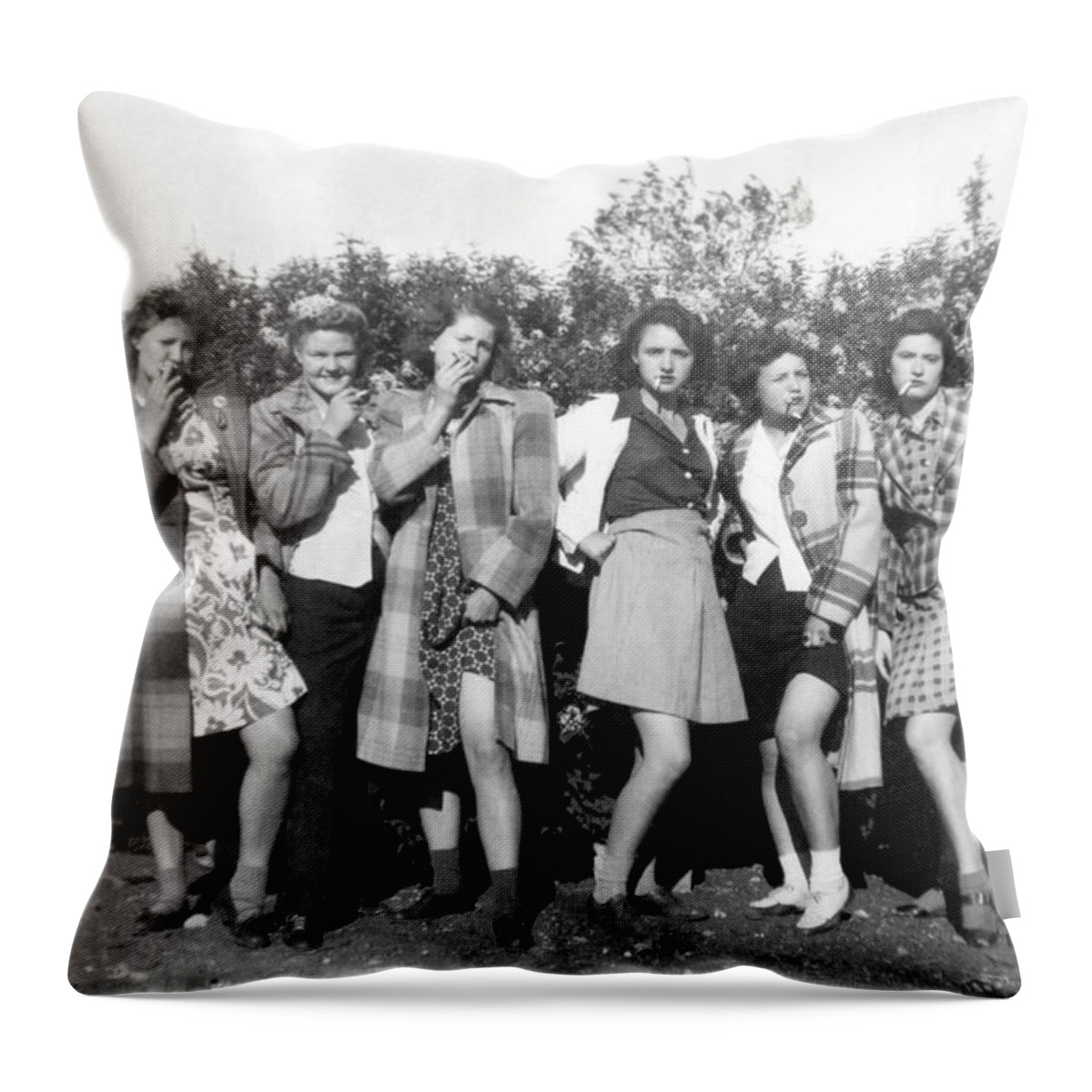 Vintage Women Throw Pillow featuring the photograph 1942 American Bad Girls by Historic Image