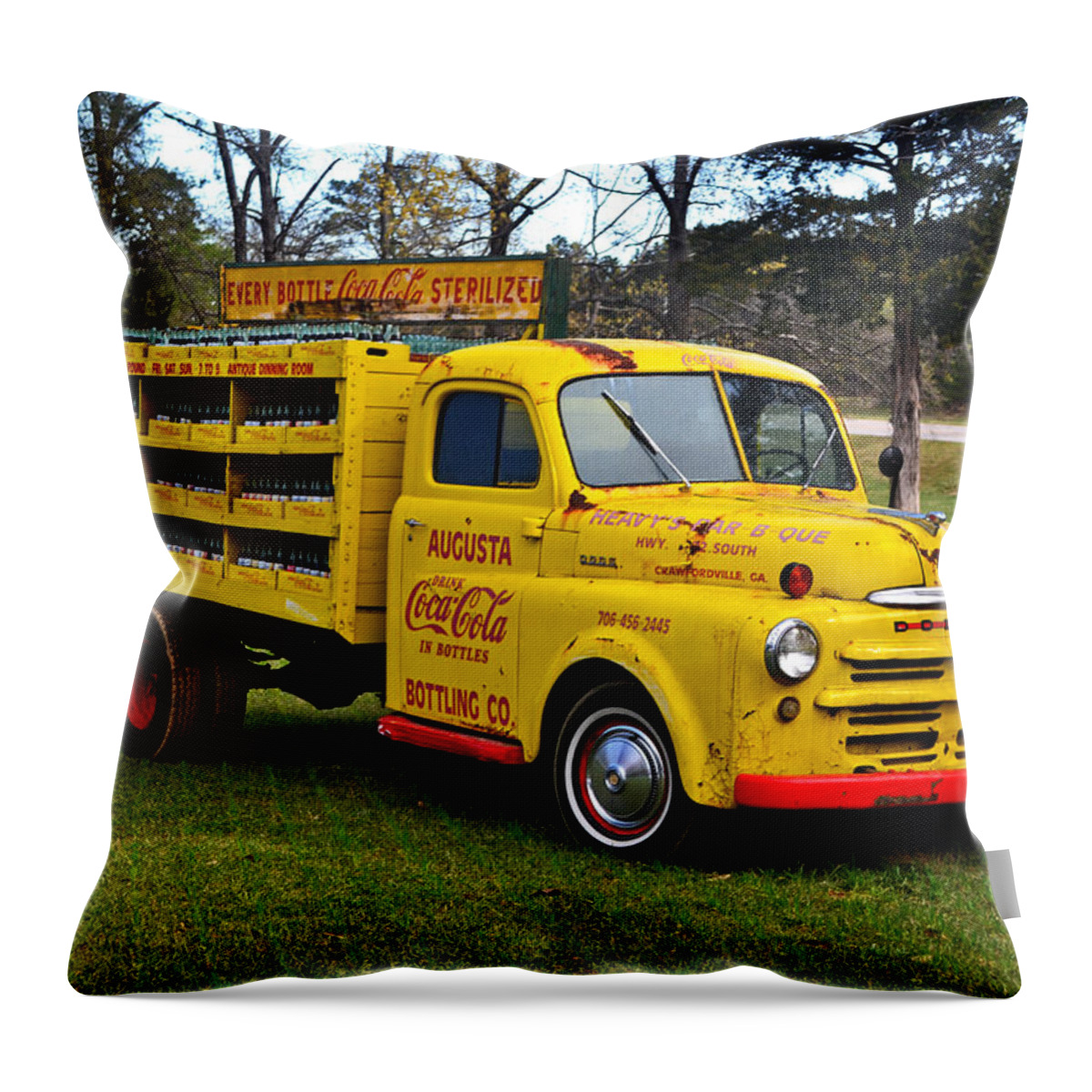 Coca-cola Throw Pillow featuring the photograph 1942 Dodge Delivery Truck 001 by George Bostian