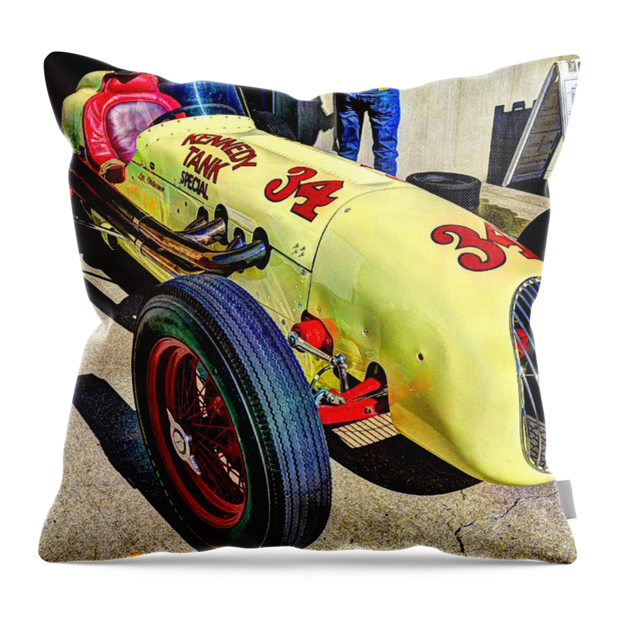 Josh Williams Photography Throw Pillow featuring the photograph 1948 Kurtis Kraft Indy Roadster #34 Front by Josh Williams